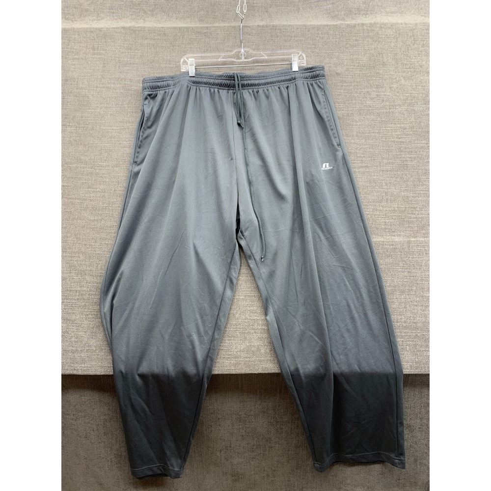 Russell Athletic Dri-Power Trackpants Men's 4X Gray Mesh Logo Drawstring Waisted